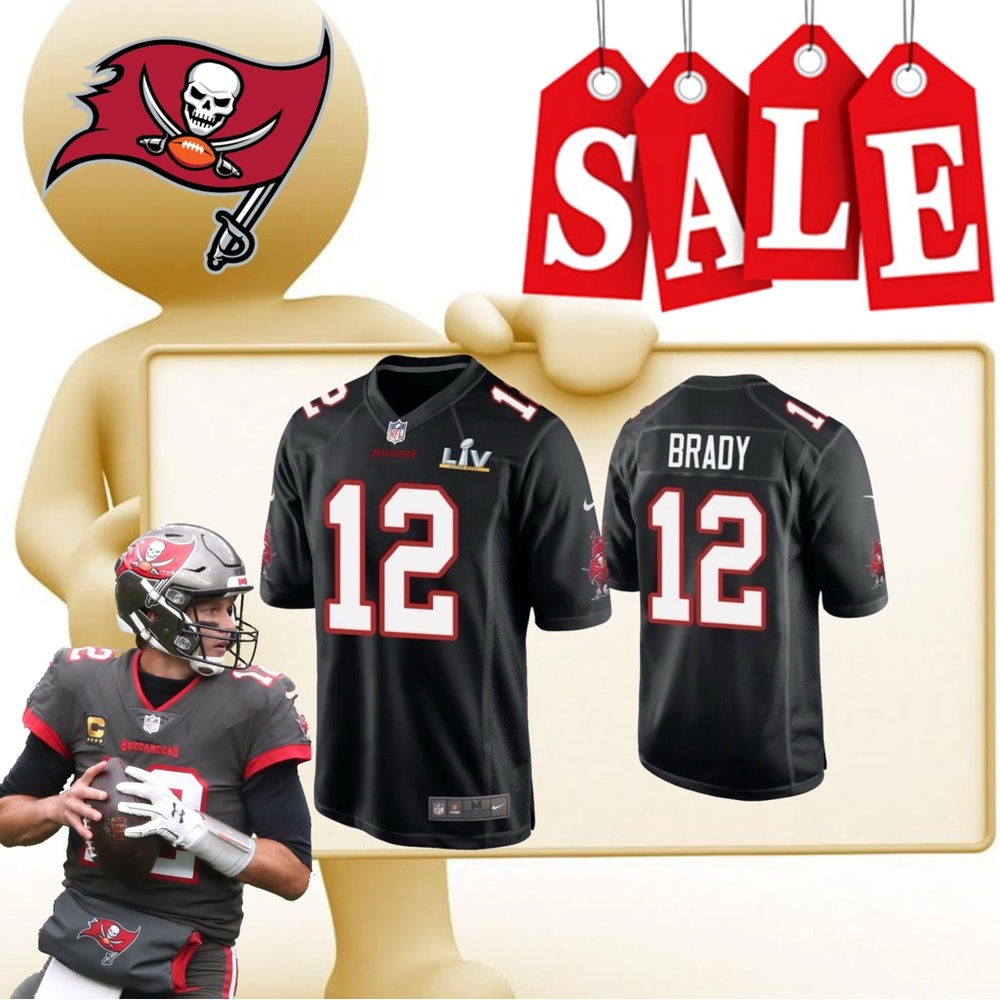 NEW Tom Brady Tampa Bay Buccaneers Super Bowl LV Black Game Jersey “RARE”!